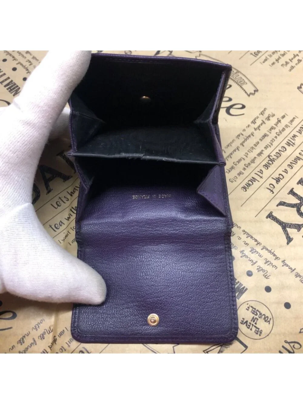 Chanel Trifold Wallet Compact CC Logo Lambskin Purple Card